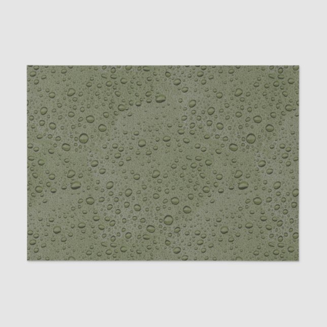 Olive green water droplets tissue paper (Front)