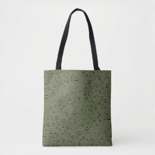 Olive green water droplets tote bag