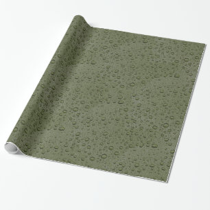 Olive green water droplets wrapping paper