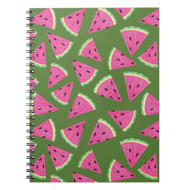 Olive Green Watermelon Spiral Notebook / Journal (Front)