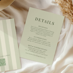 Olive Green Wedding Details Card