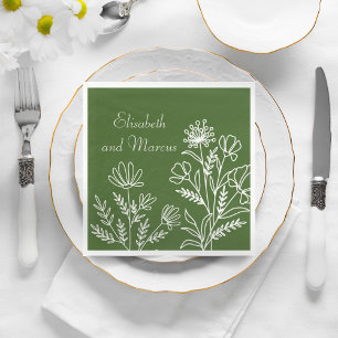 Olive green wedding paper napkins
