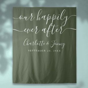 Olive Green Wedding Photo Booth Backdrop Tapestry