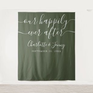 Olive Green Wedding Photo Booth Backdrop Tapestry