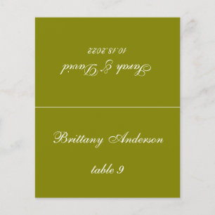 Olive Green Wedding Place Card Printed Guest Name
