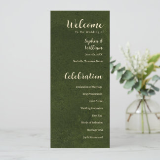 Olive Green Wedding Program, Wedding Ceremony Programme