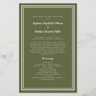 Olive Green Wedding Script Budget Ceremony Program