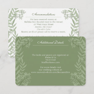 Olive Green Wedding Vintage Botanical Enclosure Card