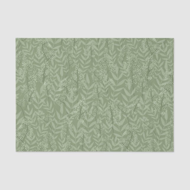 Olive Green Wedding Vintage Botanical Tissue Paper (Front)