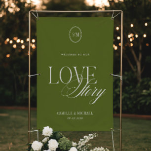 Olive Green Welcome To Our Wedding Vinil Banner