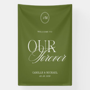 Olive Green Welcome To Our Wedding Vinil Banner
