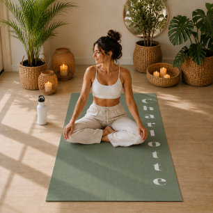 Olive green wellness minimalist personalised yoga mat