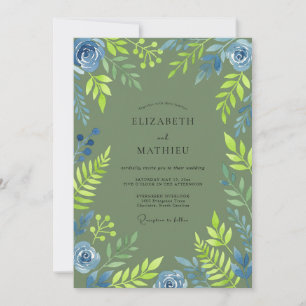 Olive Green Whimsical Forest Wedding Invitation