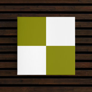 Olive Green White Chequered Ceramic Tile