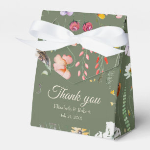 Olive Green Wildflower Meadow Wedding Gift Bag Favour Box