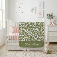 Olive Green Willow Bough Monogrammed