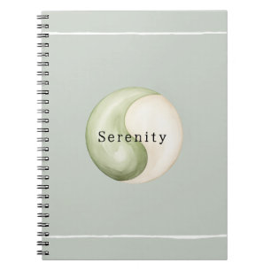 Olive Green Yin Yang Meditation Personalized  Notebook