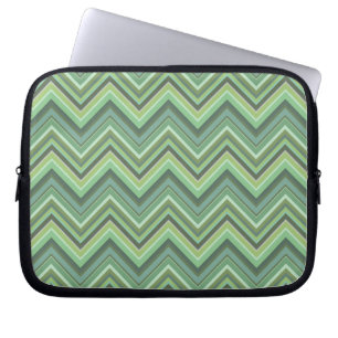 Olive green zigzag stripes laptop sleeve