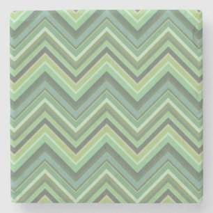 Olive green zigzag stripes stone coaster