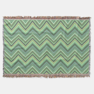 Olive green zigzag stripes throw blanket