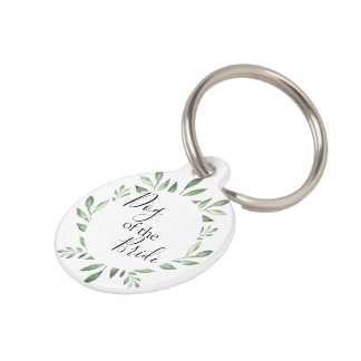 Olive Greenery Botanical Watercolor Dog of Honour Pet Tag