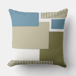 Olive grey blue geometric pattern cushion