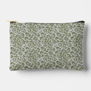 Olive grey spotted leopard accessory pouch