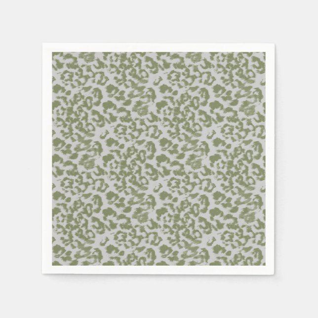 Olive grey spotted leopard  napkin (Front)