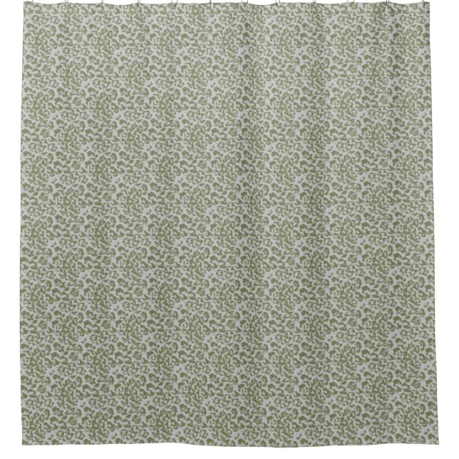 Olive grey spotted leopard  shower curtain (Front)