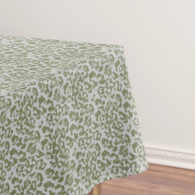 Olive grey spotted leopard  tablecloth (In Situ)