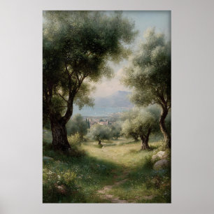 Olive Grove Print, Spring Landscape Digital, 19th Poster