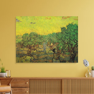 Olive Grove with Picking Figures, Vincent van Gogh Canvas Print