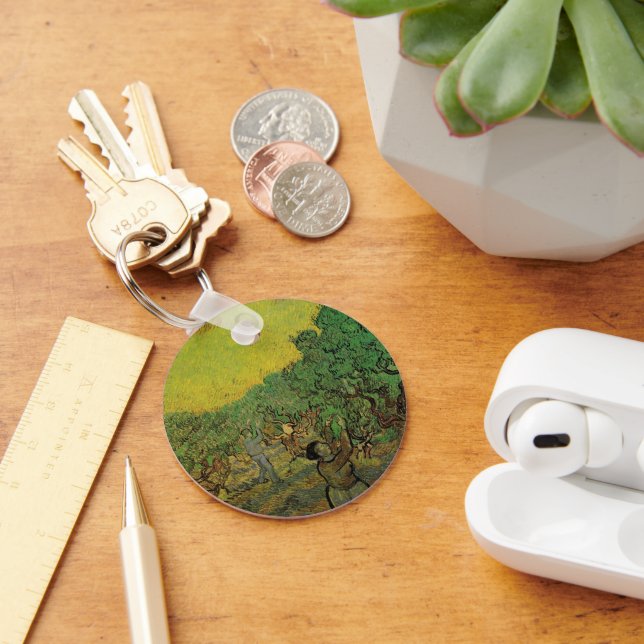 Olive Grove with Picking Figures, Vincent van Gogh Key Ring (Desk)