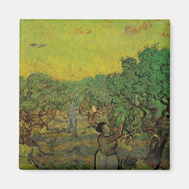 Olive Grove with Picking Figures, Vincent van Gogh Magnet (Front)