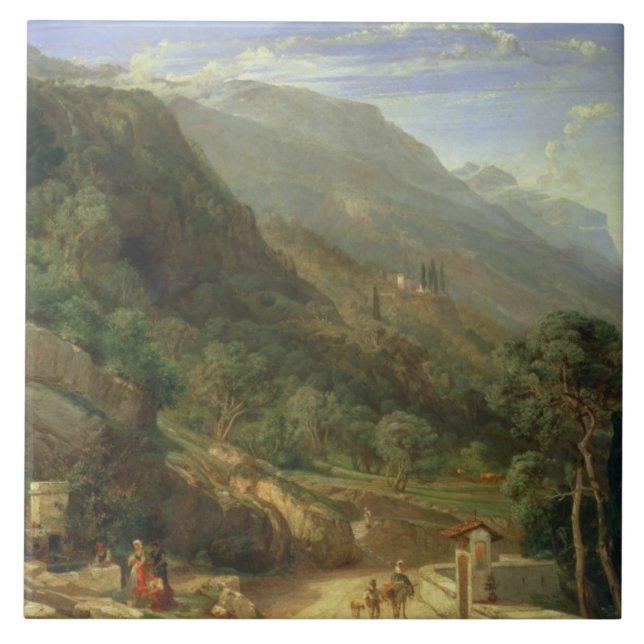 Olive Groves at Varenna, Lake Como, Italy, 1861 (o Tile (Front)