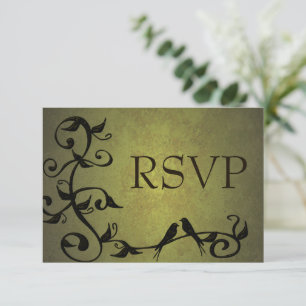 Olive Grunge Vines RSVP Card