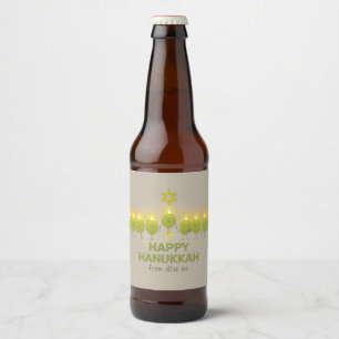 Olive Hanukkah Menorah Beer Bottle Label