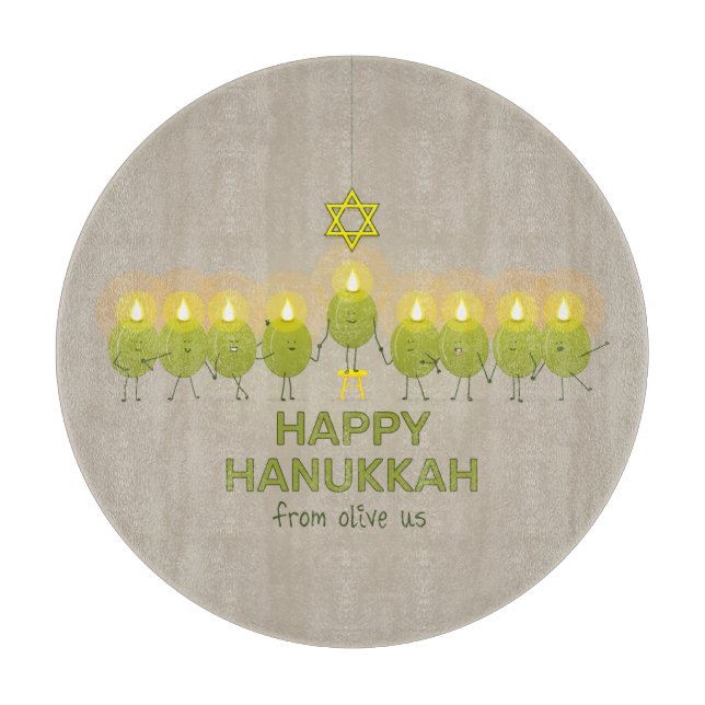 Olive Hanukkah Menorah Cutting Board (Front)