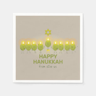 Olive Hanukkah Menorah Napkin