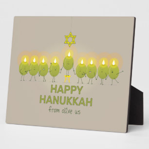 Olive Hanukkah Menorah Plaque