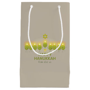 Olive Hanukkah Menorah Small Gift Bag