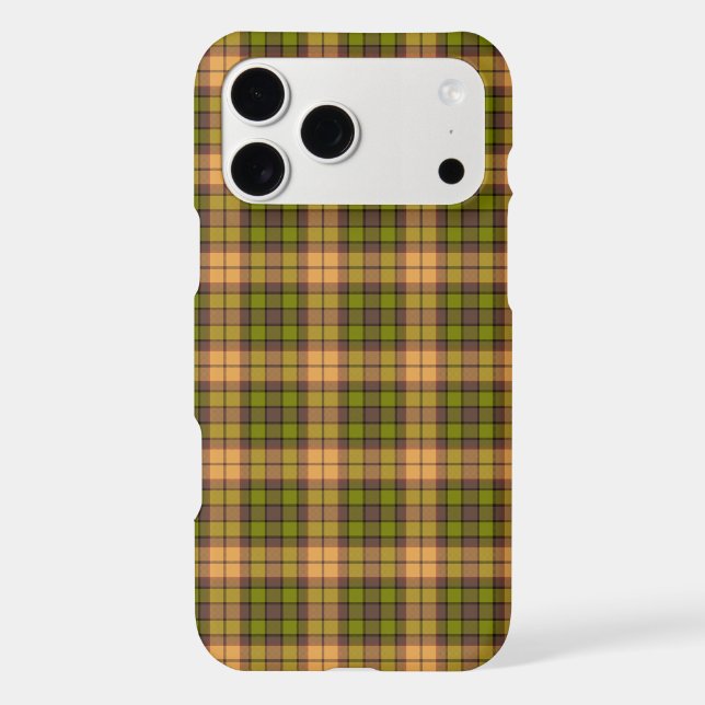 Olive Harvest Gold Plaid Tartan Retro iPhone Case (Back)