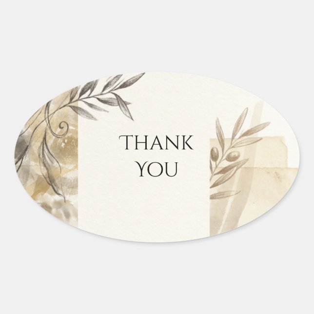 Olive Highland Landscape Thank You Oval Sticker (Front)