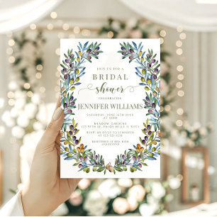 Olive Italian Tuscan Theme Boho Bridal Shower Invitation