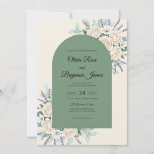 Olive Ivory Leaf Wedding Invitation
