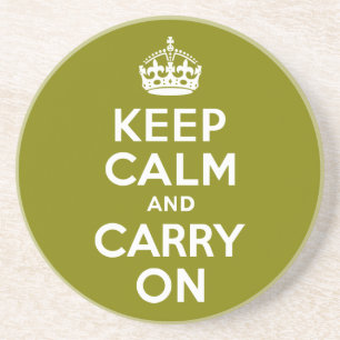 Olive Keep Calm and Carry On Coaster