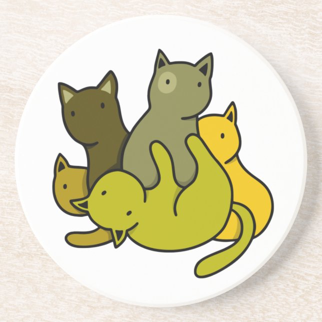 Olive kittens coaster (Front)