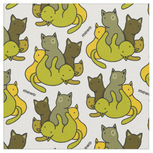 Olive kittens fabric