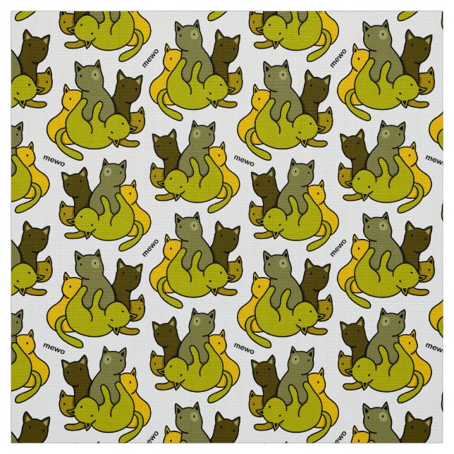 Olive kittens fabric (Swatch)