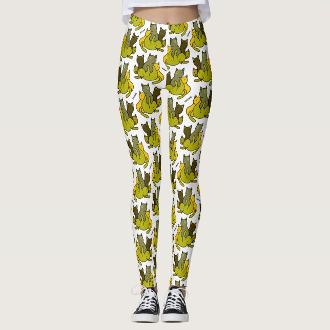 Olive kittens leggings (Front)